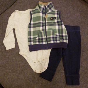 Carter's Fleece Vest, Long-sleeved Onesie & Pants